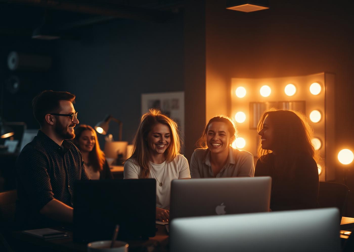 The media.Xchange team laughing together in the studio — culture at the agency